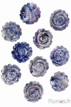 Anhänger aus Naturstein Blume - Ø 40 mm - blau-grau